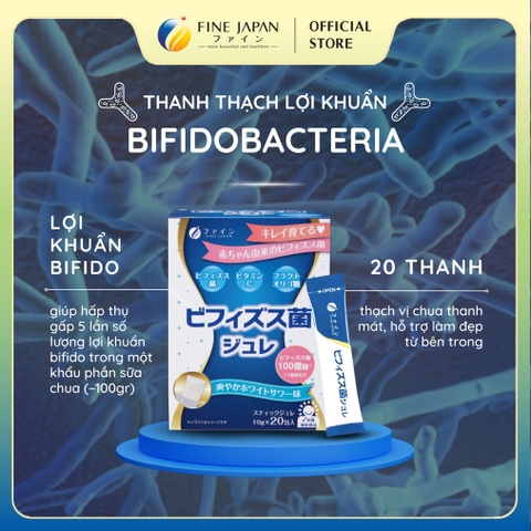 Thạch lợi khuẩn Bifido Bacteria FINE JAPAN hỗ trợ cân bằng hệ vi sinh đường ruột hộp 20 thanh