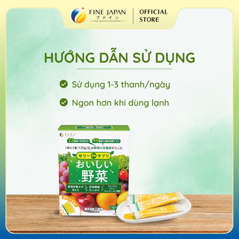 Thạch rau củ & hoa quả Delicious Veggie Jelly FINE JAPAN hộp 20 thanh