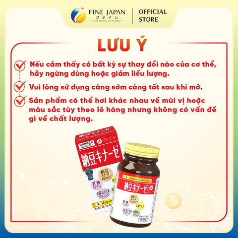 Viên uống Natto Kinase 4000FU FINE JAPAN hỗ trợ điều trị tai biến đột quỵ hộp 240 viên (30 ngày)