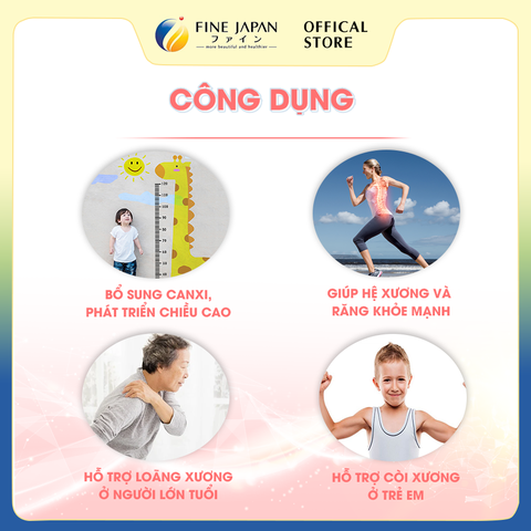 [Vị Dâu] Bột Canxi Cá Tuyết Fine Bone's Calcium For Kids FINE JAPAN bổ sung Canxi phát triển chiều cao gói 140g
