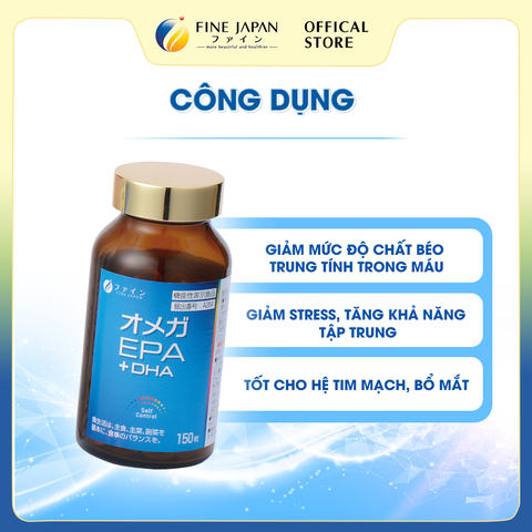 [Chức năng] Viên uống dầu cá FFC Omega EPA & DHA FINE JAPAN hỗ trợ giảm mỡ máu lọ 150 viên