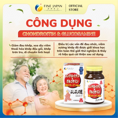 Viên uống sụn cá mập Chondroitin & Glucosamin FINE JAPAN hỗ trợ giảm đau nhức xương khớp lọ 545 viên (36 ngày)