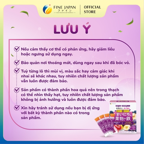 Thạch hoa quả Everyday Fruit Jelly Iron bổ sung sắt, chất xơ và Vitamin cho nữ giới hộp 20 thanh