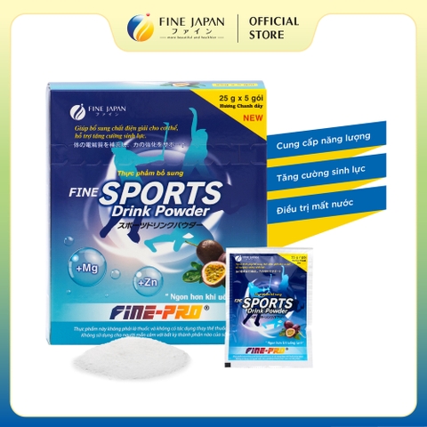 Bột pha nước điện giải Sport Drink FINE JAPAN hương chanh dây hộp 5 gói