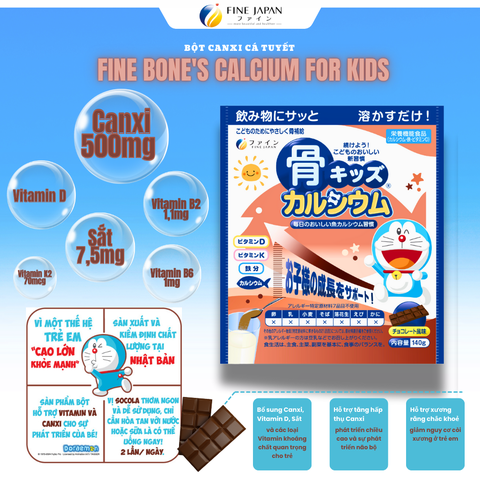 THỰC PHẨM BẢO VỆ SỨC KHỎE BONE'S CALCIUM FOR KIDS DORAEMON FINE JAPAN GÓI 140GR
