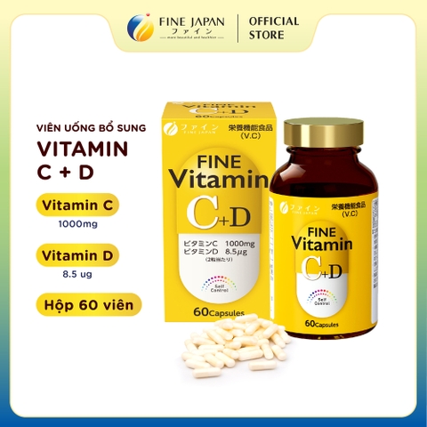 Viên uống Vitamin C&D FINE JAPAN chống suy nhược cơ thể lọ 60 viên (30 ngày)