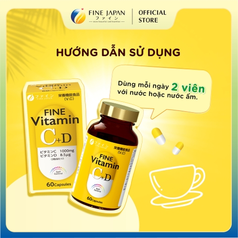 Viên uống Vitamin C&D FINE JAPAN chống suy nhược cơ thể lọ 60 viên (30 ngày)