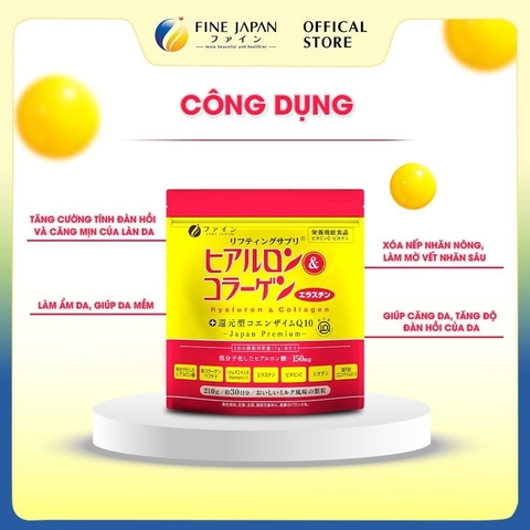 Bột uống Hyaluron & Collagen FINE JAPAN hạn chế lão hóa da gói 210g