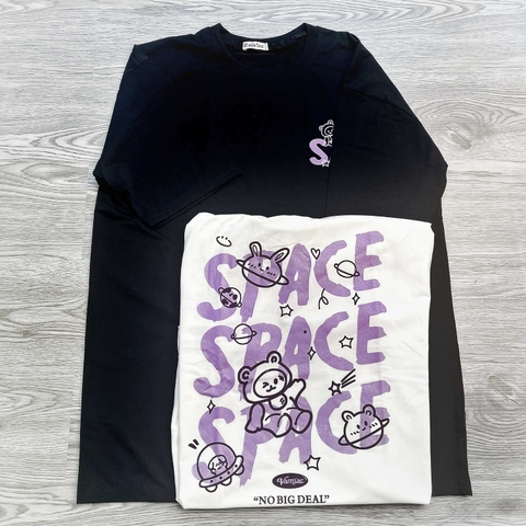 MS010 Áo Thun Unisex Nam Nữ, Áo Thun Form Rộng Thời Trang In Hình SPACE Dễ Thương Freesize
