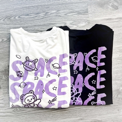 MS010 Áo Thun Unisex Nam Nữ, Áo Thun Form Rộng Thời Trang In Hình SPACE Dễ Thương Freesize