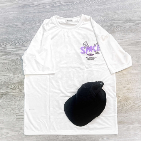 MS010 Áo Thun Unisex Nam Nữ, Áo Thun Form Rộng Thời Trang In Hình SPACE Dễ Thương Freesize