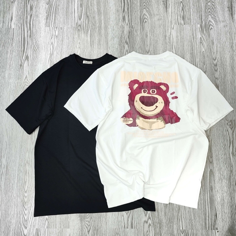 MS008 Áo Thun Unisex Nam Nữ, Áo Thun Form Rộng Thời Trang In Hình GẤU DÂU Dễ Thương Freesize