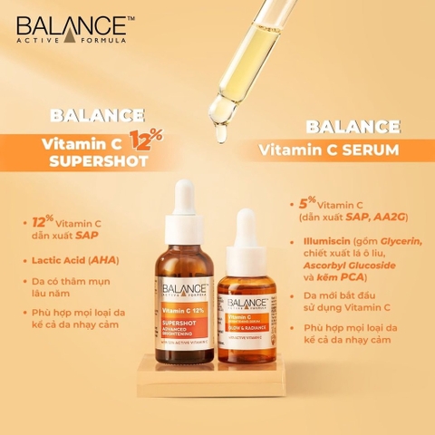 Tinh chất sáng da, mờ thâm Balance Active Formula 12% Vitamin C Supershot 30ML