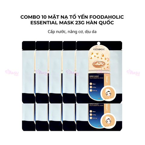 Combo 10 mặt nạ ngọc trai đen giúp trắng da, khóa ẩm Foodaholic Essential Mask 23g Hàn Quốc