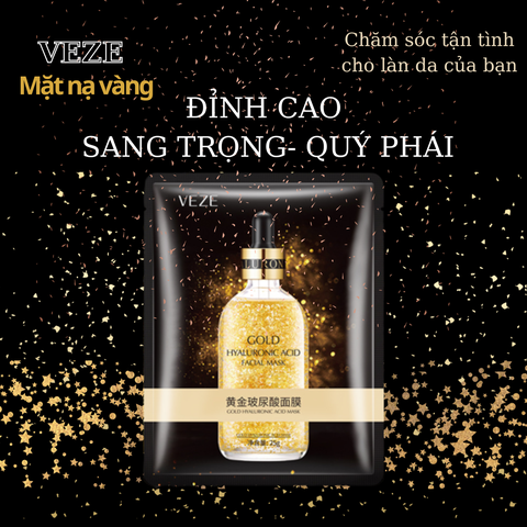 Mặt nạ tinh chất vàng Veze Gold Hyaluronic Acid Facial Mask dưỡng trắng, cấp ẩm, tăng đàn hồi cho da 25g