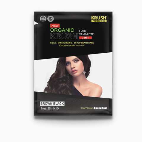 Combo 3 Gói Dầu Gội Nhuộm Tóc Hữu Cơ Thiên Nhiên KRUSH 25ml Anh Quốc Chính Hãng - Màu Nâu Đen