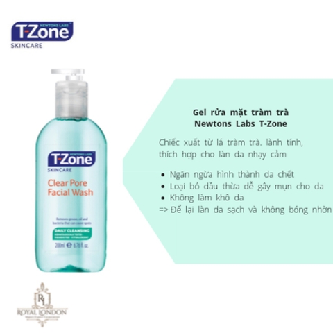 Sữa Rửa Mặt Dạng Gel Chiết Xuất Tràm Trà Newtons Labs T-Zone Clear Pore Facial Wash 200ml