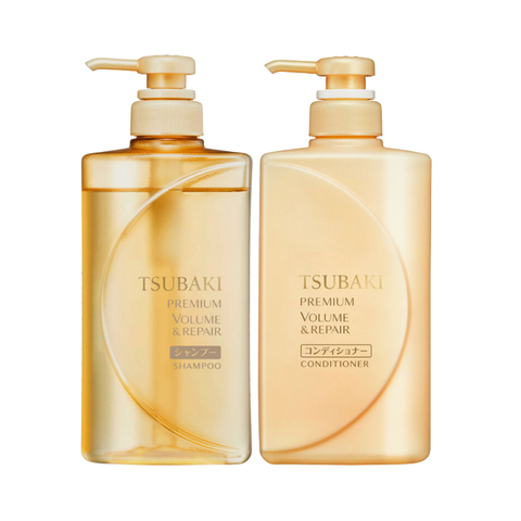 Dầu gội xả Phục hồi ngăn rụng tóc Premium Volume & Repair Tsubaki 490ml