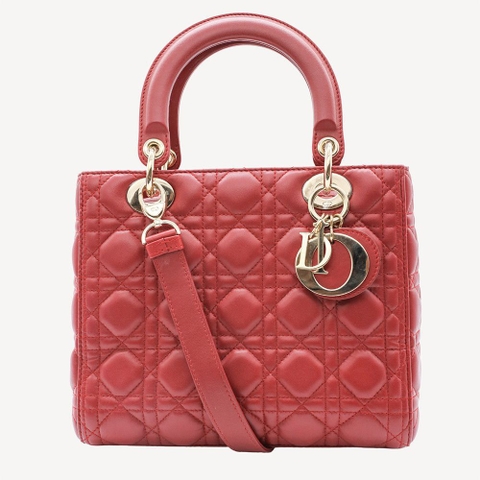 Lady Dior Red Lambskin Bag
