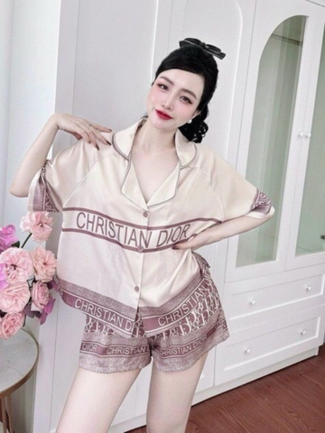 Đồ ngủ Pijama hàng hiệu dáng ngắn lụa cao cấp hottrent Be phối viền Nân DN336240