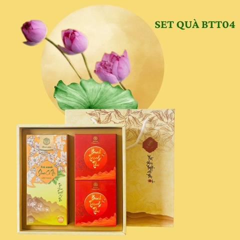 SET TRÀ BÁNH BTT04 ( 1 HỘP NHÀI TÚI LỌC 80G + 2 BÁNH TT 120G )