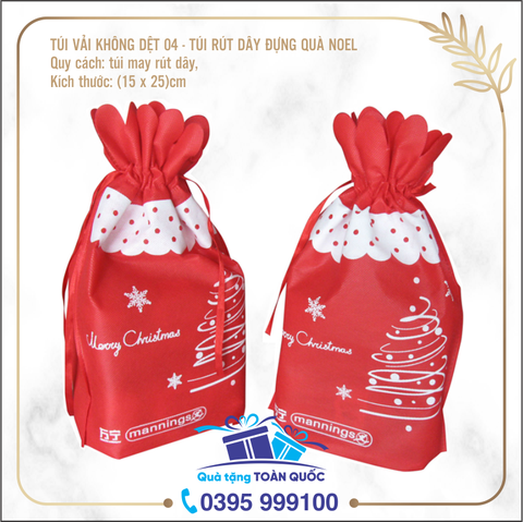 TÚI VẢI KHÔNG DỆT 04 - TÚI RÚT DÂY ĐỰNG QUÀ NOEL