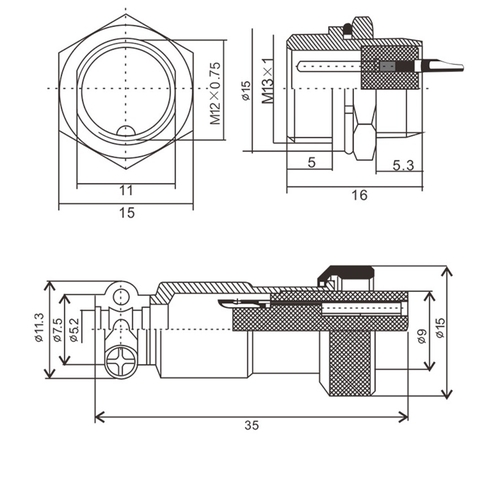 GX12-6P Đầu nối tròn Đực-Cái 6 chân  - 1 Cặp