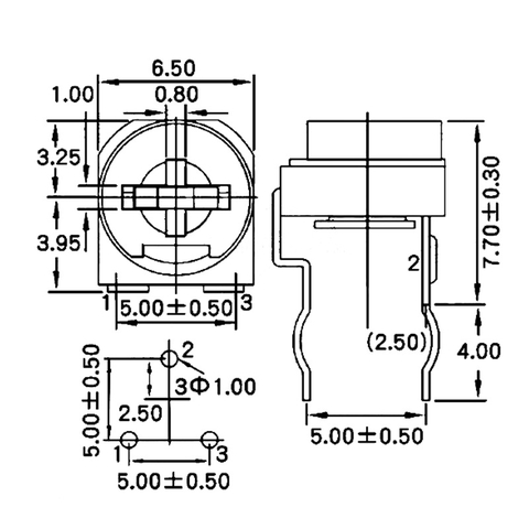 Biến trở 100K Ohm nút áo chỉnh Top 0.1W RM065-WH06-2-104