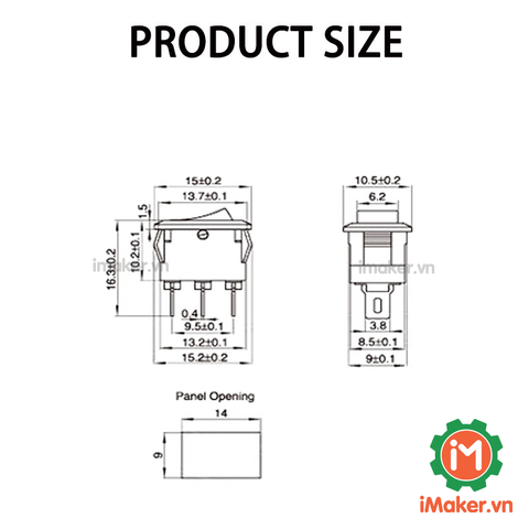 KCD11-2P công tắc ON-OFF màu Đen 2 chân 3A