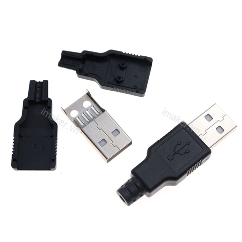 Cổng USB Đực 2.0 Type A 4 chân thẳng hàn Dây