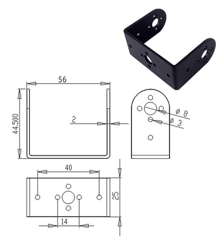 Gá động cơ Servo chữ U 56x26mm Cao 43mm