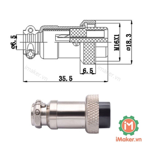 GX16-2P Đầu nối tròn Đực-Cái 2 chân  - 1 Cặp