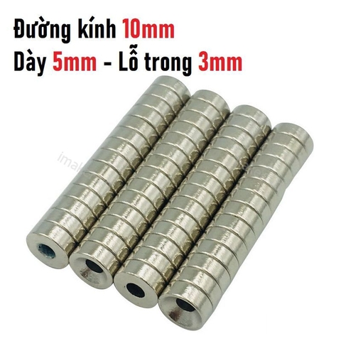 Nam châm đất hiếm tròn có lỗ 10x5x3 (1 viên)