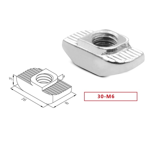 Tán T, tán bỏ sau nhôm định hình 3030 - M3, M4, M5, M6