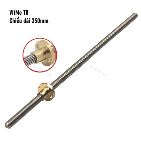 Trục Vit Me T8 bước ren 8mm dài 350mm