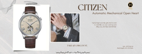 Citizen NH9130-17A Beige – Đồng Hồ Cơ Lộ Tim Thanh Lịch, Chính Hãng Citizen