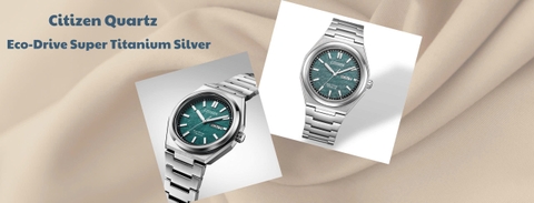 Citizen Quartz Eco-Drive Super Titanium Silver AW0130-85X Green – Đồng Hồ Nhật Bản Cao Cấp