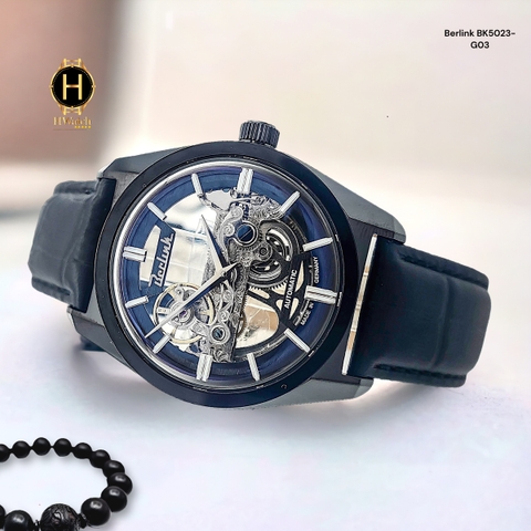 Đồng Hồ Nam Berlink Automatic BK5023-G03 Dây Da Vỏ Đen Mặt Đen