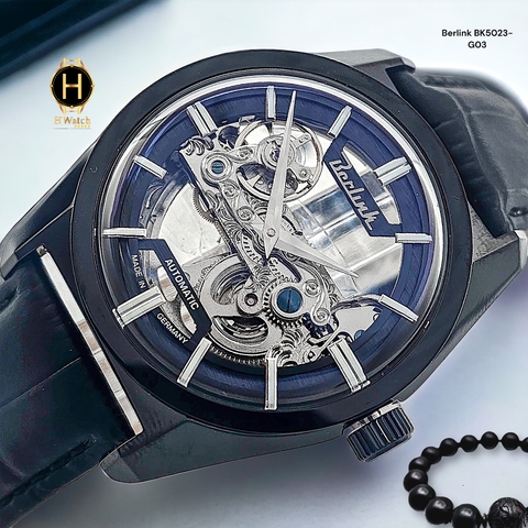 Đồng Hồ Nam Berlink Automatic BK5023-G03 Dây Da Vỏ Đen Mặt Đen