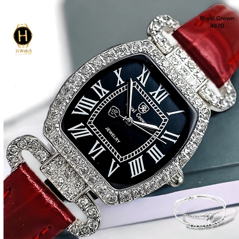 Royal Crowm Quartz 4670 Da Đỏ Mặt Trắng
