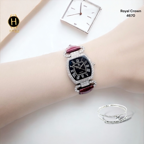 Royal Crowm Quartz 4670 Da Đỏ Mặt Trắng
