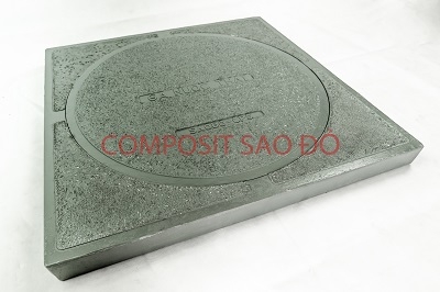 Nắp hố ga Composite khung dương KT: 805x805mm - nắp D700mm, tải trọng 125kN