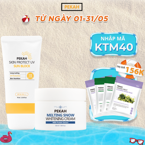 [Nhập mã KMT40 giảm 40K ] Combo Kem Chống Nắng PEKAH Sun Block 70ml & Kem Dưỡng PEKAH Whitening Cream 50ml Dưỡng Trắng Nâng Tone Đều Màu da