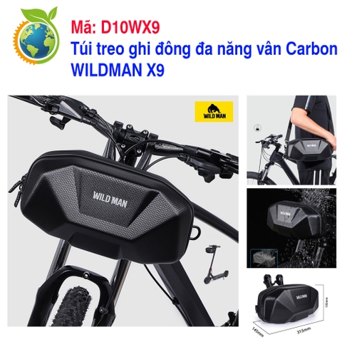 Túi treo ghi đông  đa năng vân Carbon WILDMAN X9