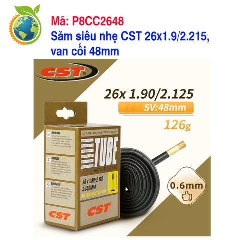 Săm siêu nhẹ CST 26x1.9/2.215, van cối 48mm