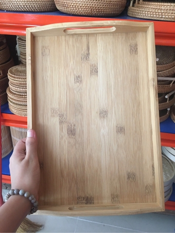 Khay Tre Đựng Trà Đựng Đồ Ăn Có Tay Cầm - Bamboo Tray