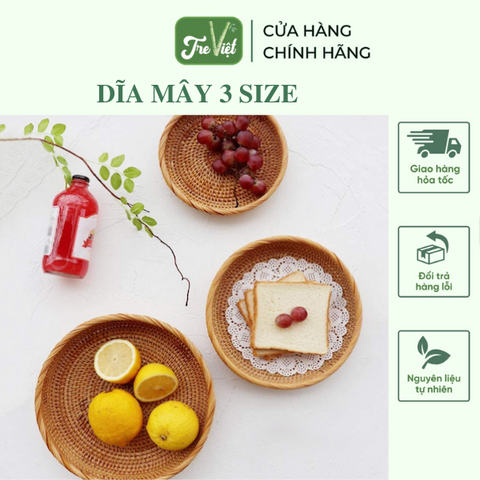 Dĩa mây đựng đồ - Dĩa mây guột decor trang trí - Rattan Plate