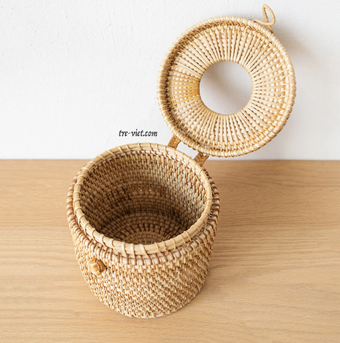 Hộp Mây Tròn Đựng Khăn Giấy - Rattan Tissue Box