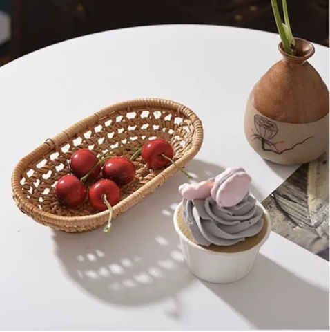 Khay mây đựng bánh mì, khoai tây xinh xắn - Dĩa bánh kẹo trưng bày