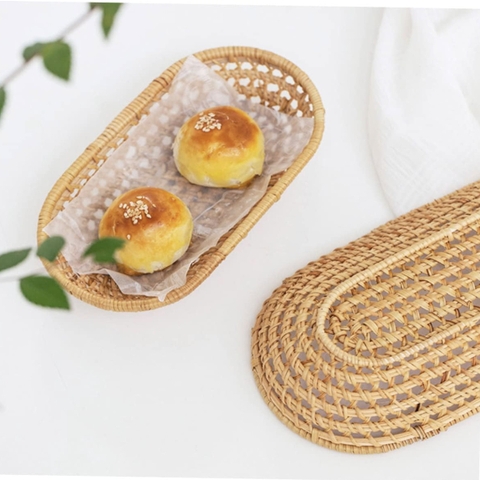 Khay mây đựng bánh mì, khoai tây xinh xắn - Dĩa bánh kẹo trưng bày